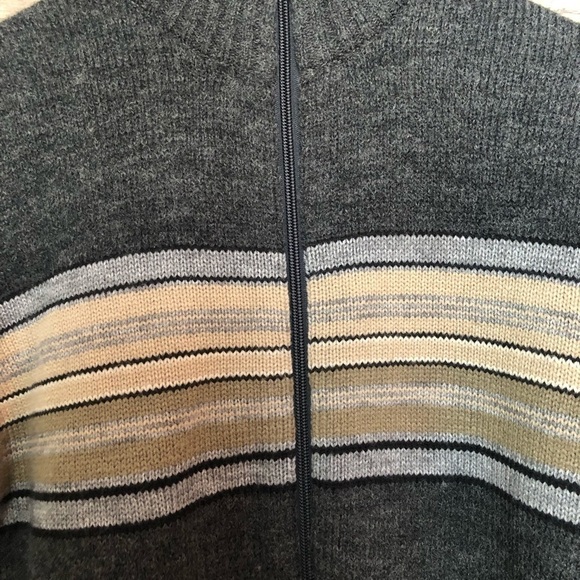 Vintage Zip Up Neutral Wool Blend Turtleneck Knit Cardigan Sweater Small - Picture 4 of 10
